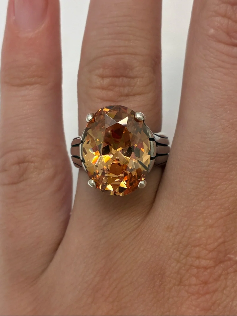 Silpada Champagne CZ and Sterling Ring